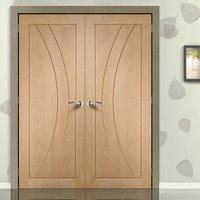 salerno oak flush panel door pair prefinished