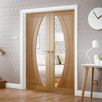 Salerno Oak Door Pair with Bevelled Clear Safety Glass