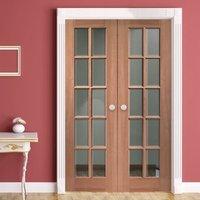 SA77 Mahogany Double Doors with Bevelled Clear Safety Glass