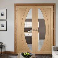 Salerno Oak Door Pair with Clear Safety Glass