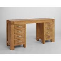 santana blonde oak dressing tabledesk with 8 drawers