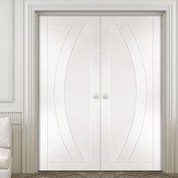 Salerno White Primed Oak Flush Door Pair