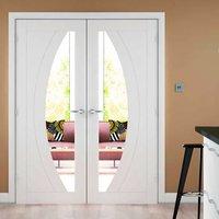 Salerno White Primed Oak Door Pair, Clear Safety Glass