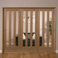 saxton vertical 3 lite oak veneer glazed internal folding door rh h203 ...