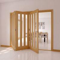 saxton vertical 3 lite oak veneer glazed internal folding door lh h203 ...