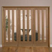 Saxton Vertical 3 Lite Oak Veneer Glazed Internal Folding Door LH (H)2035mm (W)2146mm