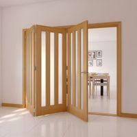 Saxton Vertical 3 Lite Oak Veneer Glazed Internal Folding Door LH (H)2035mm (W)2374mm