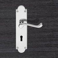 Sale - Victorian Scroll Lever Lock on Shaped Backplate - M68CP