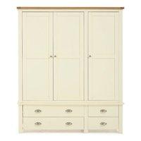 Sandringham 3 Door 2 Drawer Wardrobe Cream and Oak