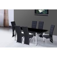 Sarah Extending Glass Dining Table With 6 Ravenna Dining Chairs