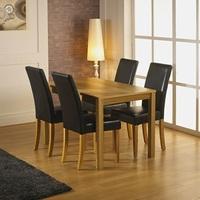 santa fe oak dining table with 4 oakland black dining chairs