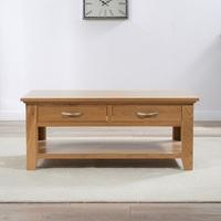 Sandringham Wooden Coffee Table In Oak With 2 Drawers