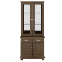 salou 2 door glass display unit walnut