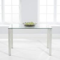 Sander Small Dining Table In Clear Glass With Chrome Legs