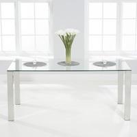 Sander Modern Dining Table In Clear Glass With Chrome Legs