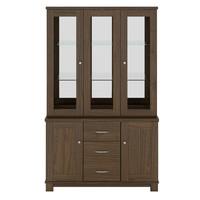 salou 3 door glass display unit walnut