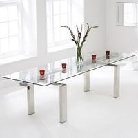 Sandro Glass Extendable Dining Table In Clear With Chrome Legs