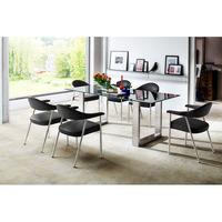 Sayona Glass Dining Table Wide In Grey With 8 Aurelia Chairs
