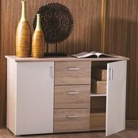 Sanford Wooden Sideboard In Brushed Oak And Pearl White