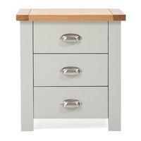 Sandringham 3 Drawer Bedside Grey and Oak