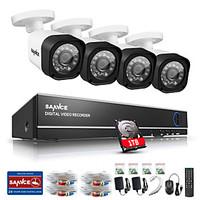 SANNCE CCTV System 4CH Full 720P AHD DVR 4PCS 1.0MP Outdoor Home Security CCTV Camera Video Surveillance Kit 1TB HDD