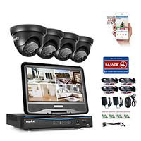 SANNCE 4CH 1080P LCD DVR Weatherproof Security System Supported 720P Analog AHD TVI IP Camera Without HDD