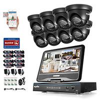 SANNCE 8CH 8PCS 720P LCD DVR Weatherproof Home Surveillance Security System Supported Analog AHD TVI IP Camera