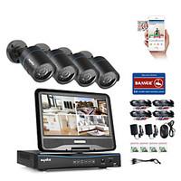 sannce 4ch 4pcs 720p lcd dvr weatherproof security system supported an ...