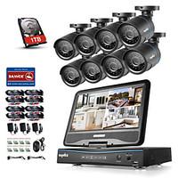 sannce 8ch 8pcs 720p lcd dvr weatherproof security system supported an ...