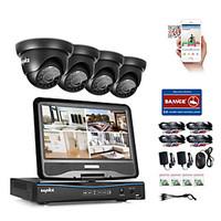 SANNCE 8CH 4PCS 720P Weatherproof Surveillance Security System 4IN1 1080P LCD DVR Monitor Supported TVI Analog AHD