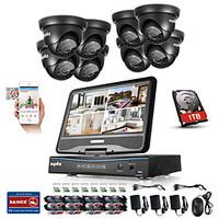 sannce 8ch 8pcs 720p lcd dvr weatherproof security system supported an ...