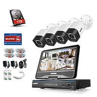 SANNCE 8CH 4PCS 720P Weatherproof Security System 4IN1 1080P LCD DVR Supported TVI Analog AHD IP Cameras 1TB HDD