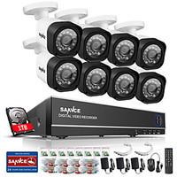 SANNCE 8CH 720P AHD DVR Kits 8PCS 720P IR Night Vision Outdoor CCTV Camera Home Security System Built-in 1TB HDD