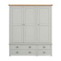 Sandringham 3 Door 2 Drawer Wardrobe Grey and Oak