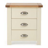 sandringham 3 drawer bedside cream and oak