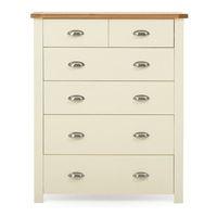 sandringham 4 plus 2 drawer chest cream and oak