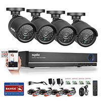 SANNCE 4CH AHD DVR 4PCS 720P IR Weatherproof Outdoor CCTV Camera Home Security Surveillance Kits CCTV System