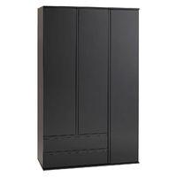 Sapphire 3 Door and 2 Drawer Wardrobe Black Gloss