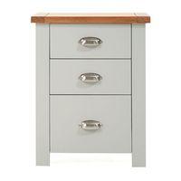 Sandringham 3 Drawer High Bedside Grey and Oak