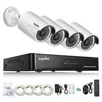 SANNCE 4CH HD 1.3 MP 960P NVR POE Security IP Camera Kit System Home Network Outdoor