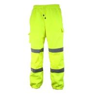 safety-site SAF-JT1-YE-L JT1 Large Combat Style Men\'s High Visibility Fleece Lined Trousers/Joggers With Hi Viz Strips - Yellow