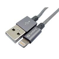 Sandberg Excellence Lightning 1m Grey - USB cables (USB A, Lightning, Male/Male, Straight, Straight, Grey)