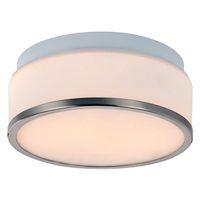 satin chrome opal glass 2 x 60watt stylish 23cm bathroom ceiling light