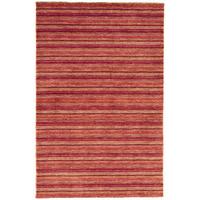 sassari red pink modern stripe wool rug