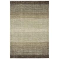 samara brown stripe wool cotton rug