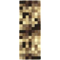 sagar brown geometric wool modern runner rug