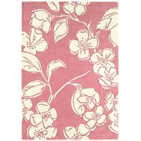 salerno pink floral modern wool viscose rug