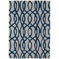 salerno cream blue trellis wool viscose rug