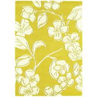 Salerno Yellow Floral Modern Wool, Viscose Rug