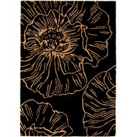 salerno black gold floral wool viscose rug